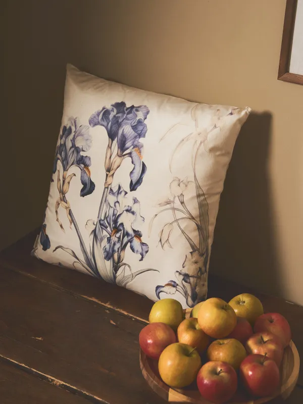 Сәндік жастық, 45х45 см, барқыт, сүт түстес, Құртқашаштар, Iris garden, image-5