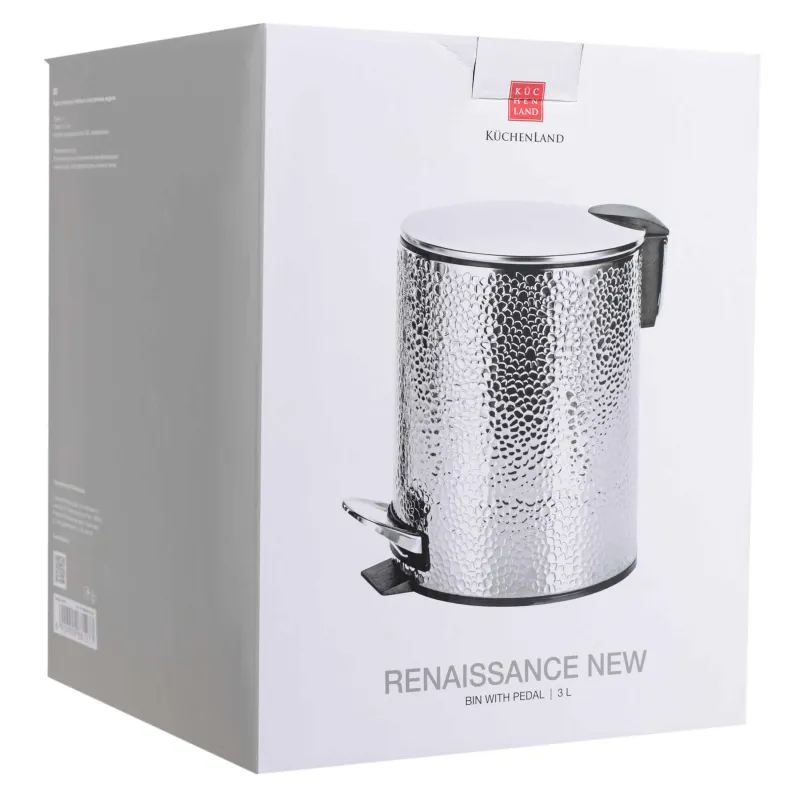 Қоқыс контейнері, 3 л, педальмен, болат, дөңгелек, Renaissance new, image-7