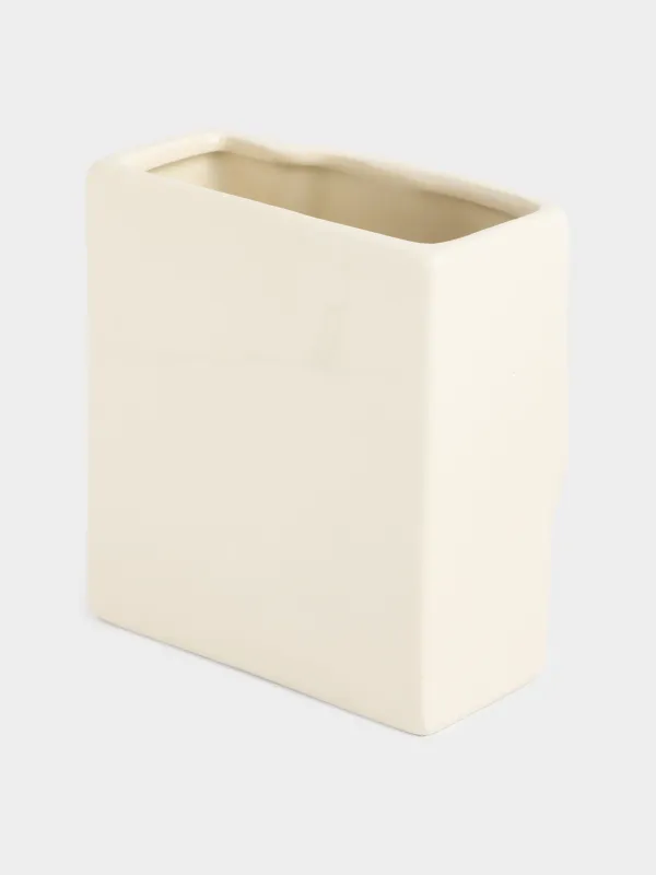 Подставка для косметических кистей, 12 см, керамика, молочная, Фрагмент лица, Face, image-2