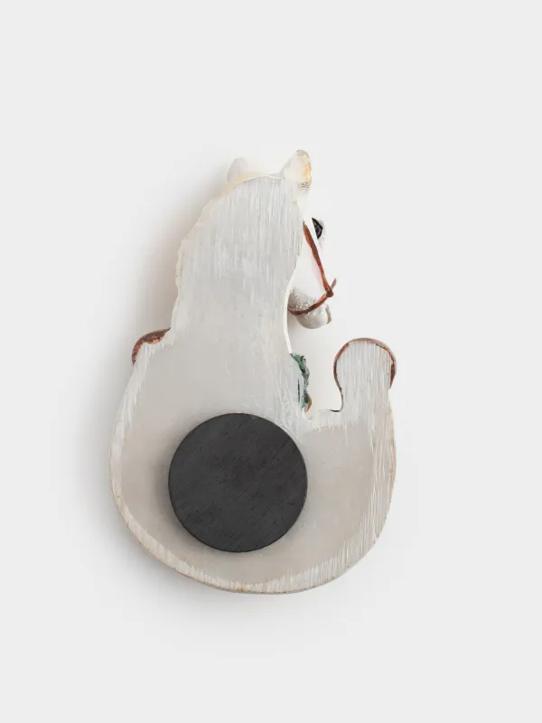 Магнит, 9 см, полирезин, молочный, Лошадка и подкова, Horse christmas, image-4