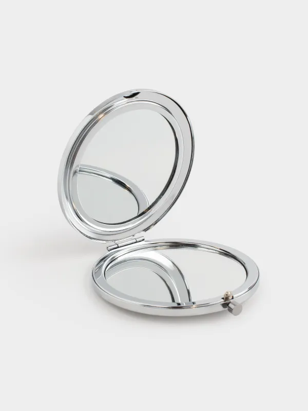 Қалта айнасы, 7 см, екі жақты, болат, күміс түстес, Қара жылтыр, Actress, image-1