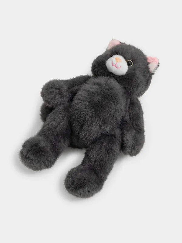 Игрушка, 30 см, мягкая, с подвижными лапами, полиэстер/пластик, графитовая, Кот, Cat, image-4