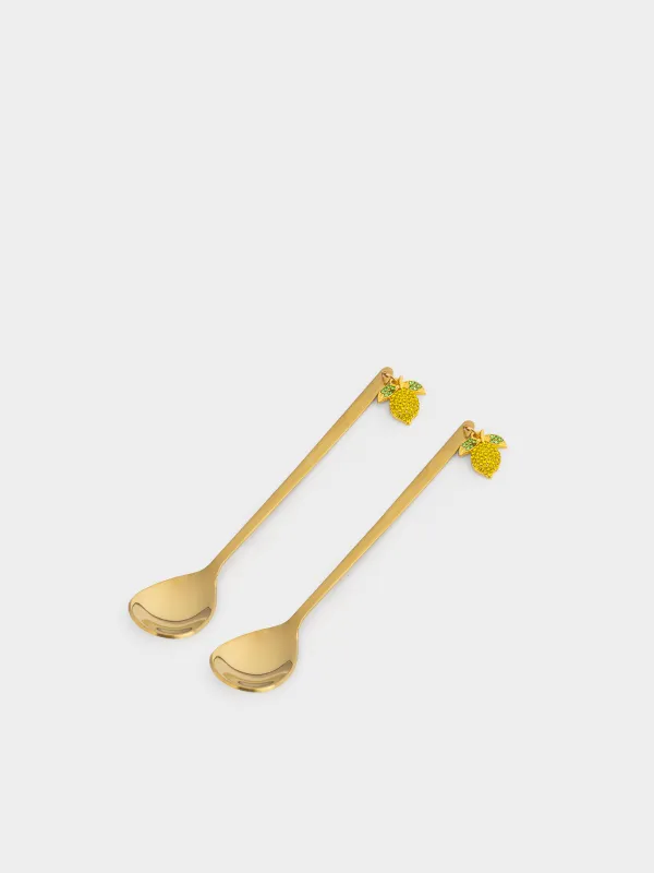 Ложка десертная, 14 см, 2 шт, сталь, золотистая, Лимон, Sicily, image-1