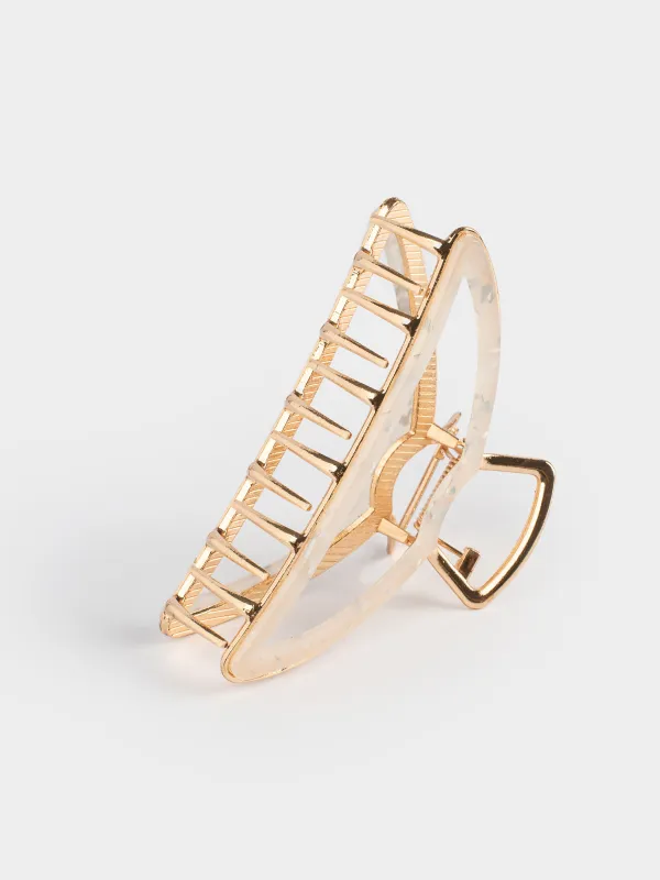 Заколка для волос, 10 см, акрил/металл, золотистая, Крабик, Glam, image-3