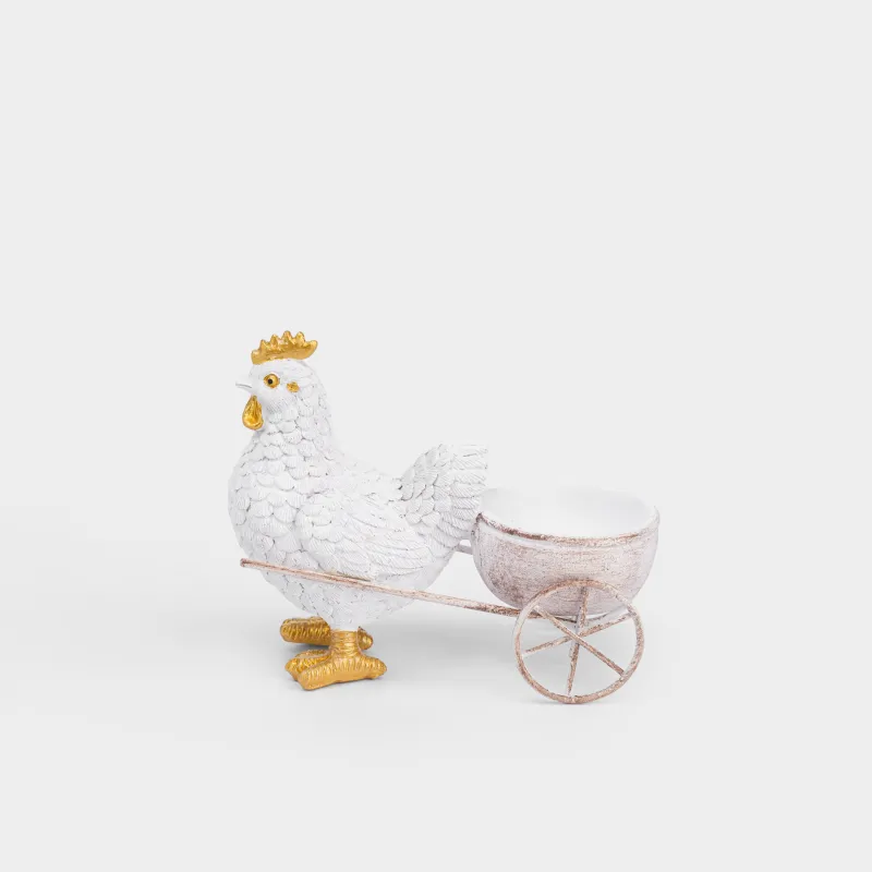 Жұмыртқа тұғыры, 12х10 см, полирезин/металл, ақ және алтын, Балапан, Easter pullet