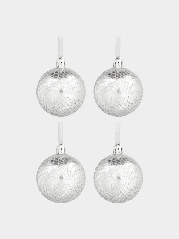 Шырша ойыншығы, 6 см, 4 дана, пластик, күміс, Шар, Ball sparkle, image-0