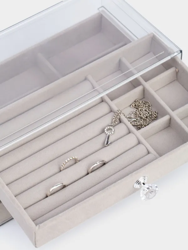 Шкатулка для украшений, 22х13 см, пластик/вельвет, серая, Affluence, image-8
