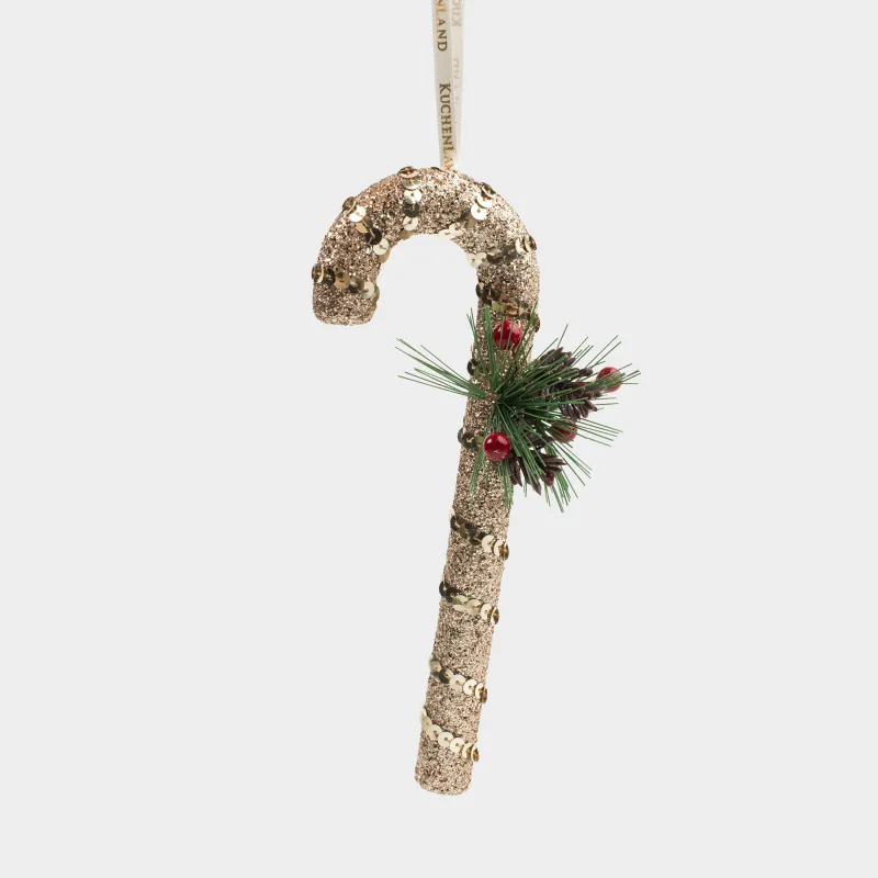 Игрушка елочная, 20 см, пенопласт/пластик, шампань, Трость леденец, Figure sparkle