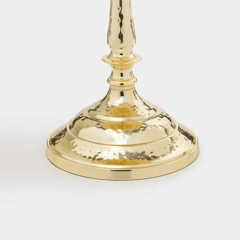 Шам ұстағыш, 26 см, шай/цилиндрлік шамға арналған, аяқты, металл/шыны, алтын, Кракелюр, Fantastic Ice, image-1