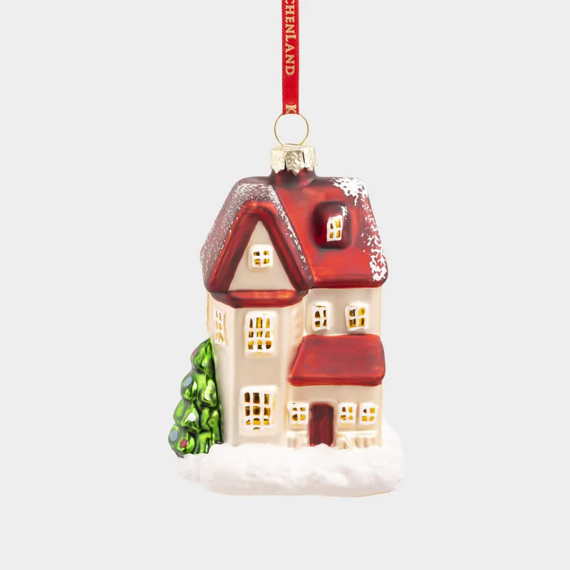 Шырша ойыншығы, 7х10 см, шыны, жылтырақтары бар, қоңыр және қызыл, Үй, Figure christmas