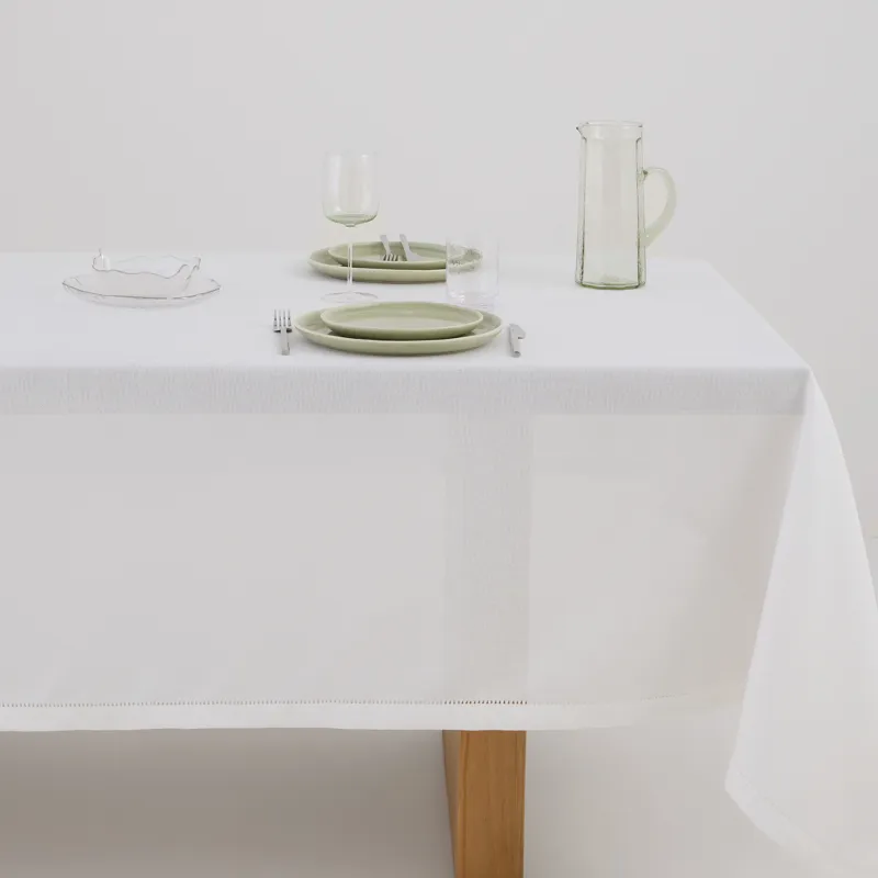 Дастархан, 170х250 см, полиэстер, сүт түстес, Hemstitch