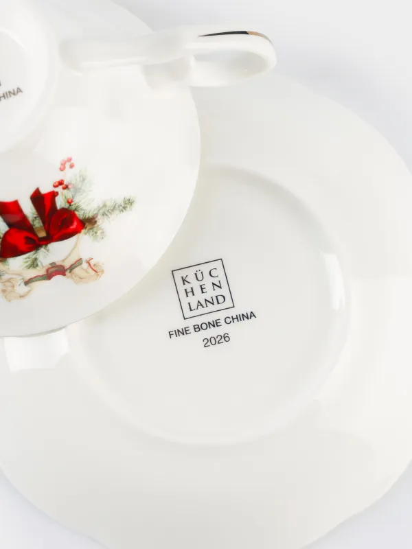 Шай жұбы, 1 адам, 2 зат, 180 мл, фарфор F, ақ, Банты бар жылқы, Christmas miracle classic, image-4