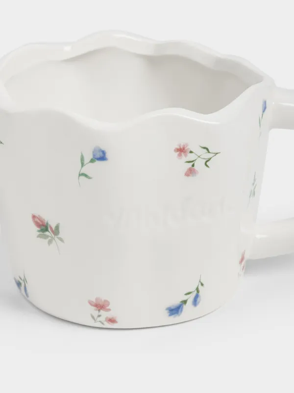 Саптыаяқ, 460 мл, керамика, сүт түстес, Нәзік гүлдер, El flora, image-1