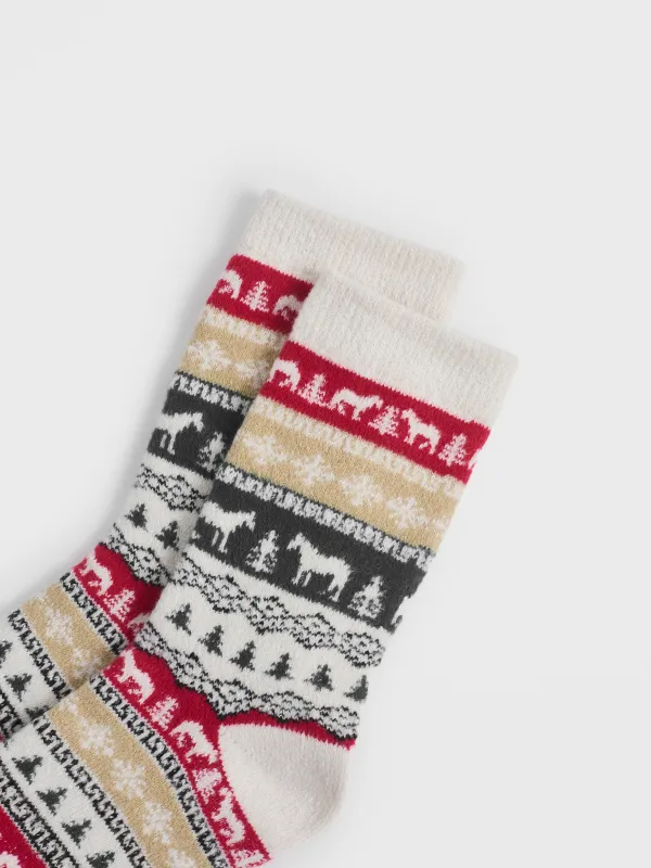 Әйелдер шұлықтары, өлшемі 36-38, полиэстер, сүт түстес, Қысқы өрнек, Fleece, image-2