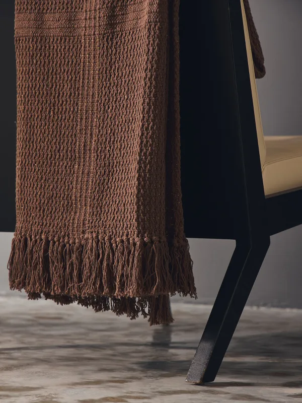 Жамылғы, 130x170 см, шашағы бар, мақта/люрекс, қоңыр, Тор, Strike, image-2