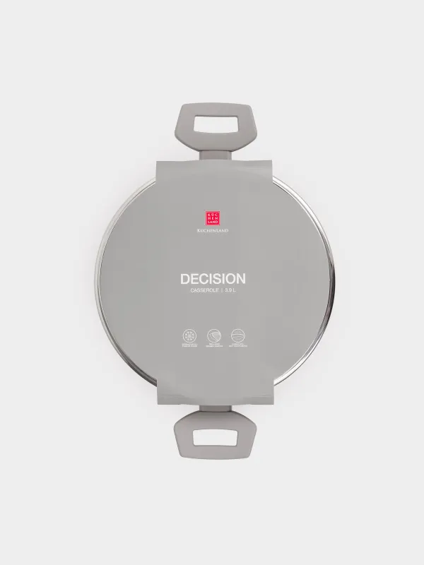 Кастрюля, 24 см, 3,9 л, с крышкой, с покрытием, алюминий, бежево-серая, Decision, image-4