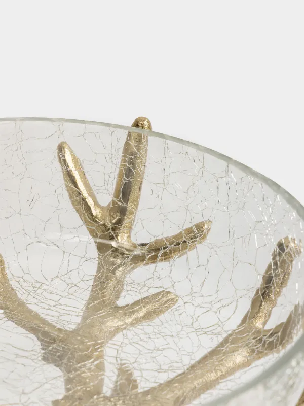 Жеміс вазасы, 27х26 см, аяқты, шыны/металл, алтын, Бұғы, Arctic deer, image-4