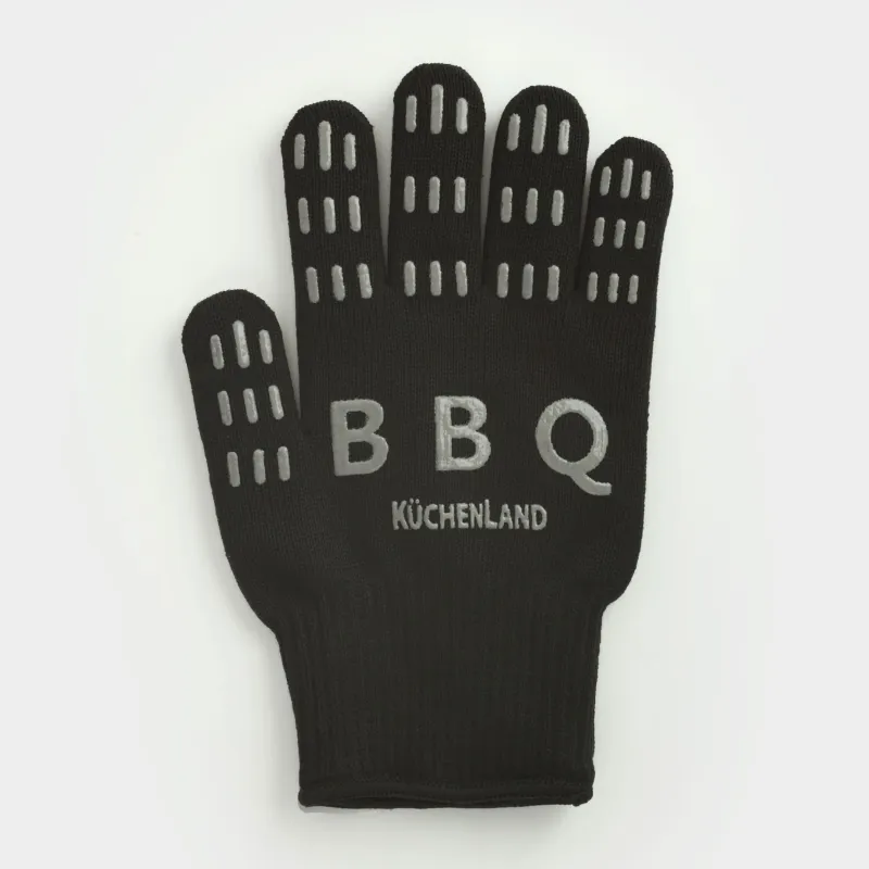 Ыстықтан қорғайтын қолғап, өлшемі М, полиэстер/силикон, қара, BBQ