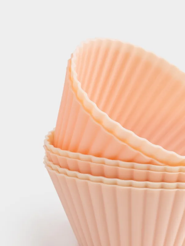 Кекстерді пісіруге арналған табақ, 7х3 см, 6 дана, силикон, бежевый / қызғылт / ақ, наубайхана, image-4