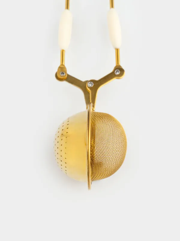 Сито для заваривания чая, 18 см, сталь/силикон, золотисто-молочное, Шар, Ball, image-4