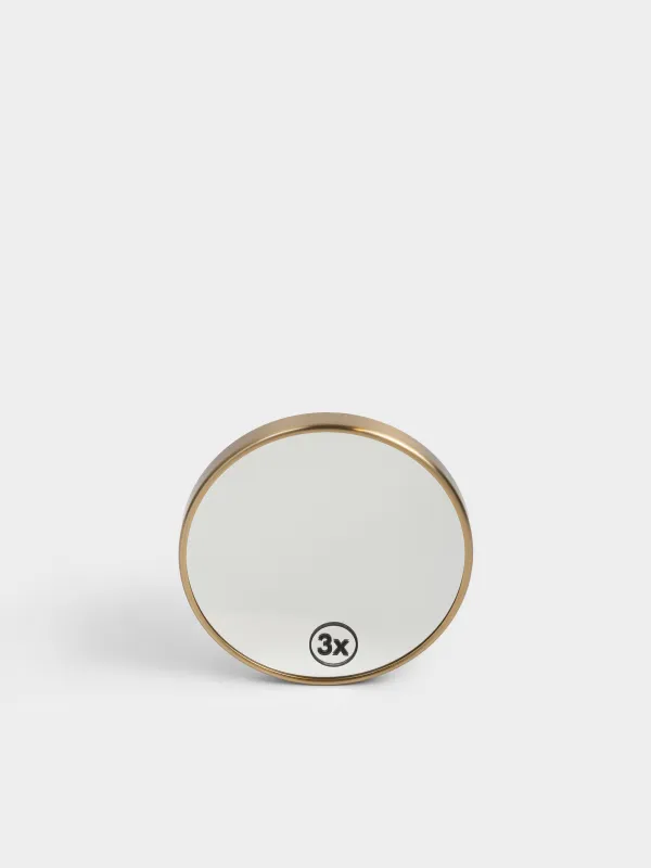 Зеркало подвесное, 15/14 см, увеличительное, на присосках, металл, круглое, золотистое, Freya, image-1