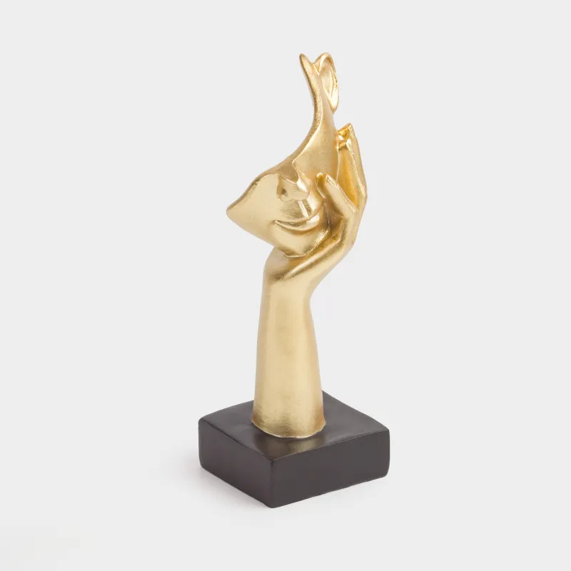 Мүсінше, 17 см, полирезин, алтын-қара, Бет фрагменті, Face, image-1