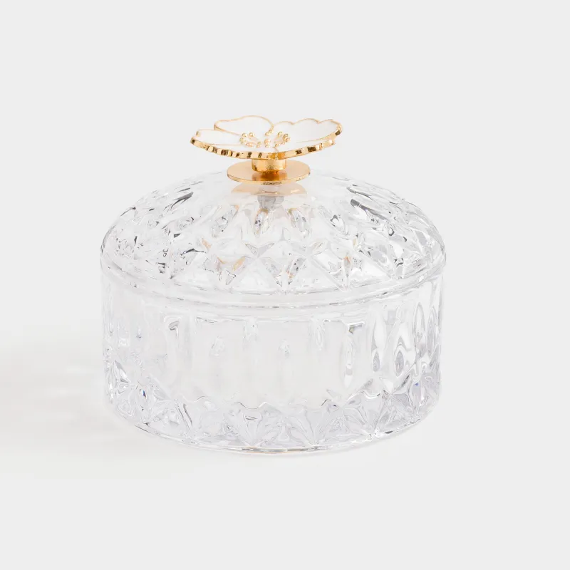 Сақтау ыдысы, 10х8 см, мл, шыны Р/металл, Гүл, Naiad