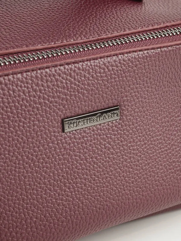 Косметичка, 24х13 см, с ручкой, полиуретан, бордовая, Krast, image-2