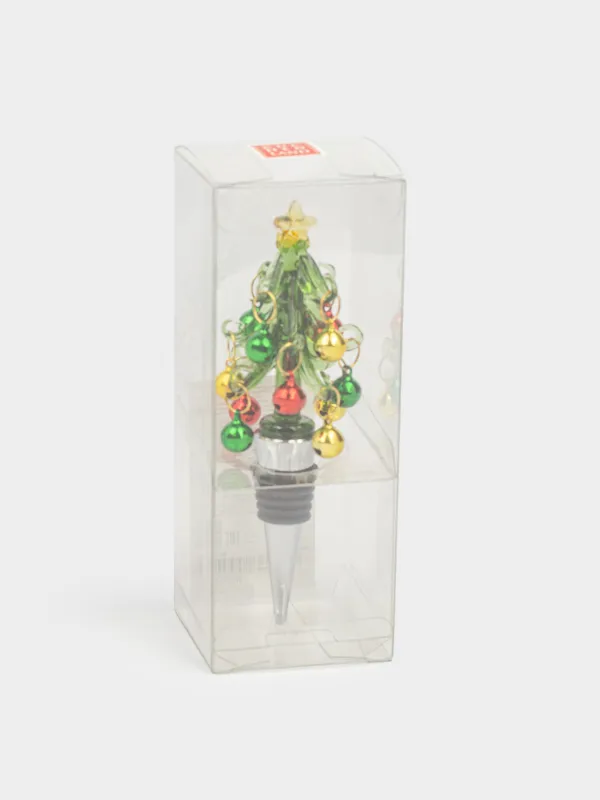 Шарап бөтелкесінің тығыны, 10 см, металл/шыны, жасыл, Шырша, Christmas traditions, image-3