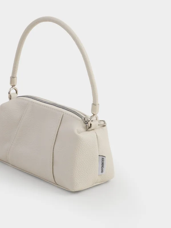 Сумка женская, 20х11 см, с ручкой, полиуретан, молочная, Memo, image-1