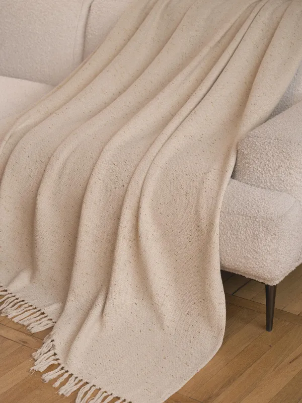 Жамылғы, 130x170 см, шашағы бар, мақта/люрекс, сарғыш, Зигзаг, Strike, image-3