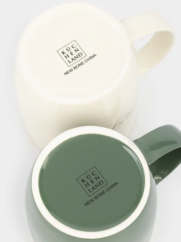 Саптыаяқ, 380 мл, 2 дана, қасықтары бар, фарфор N/болат, түс/түс, Design/Design, Scroll, image-3