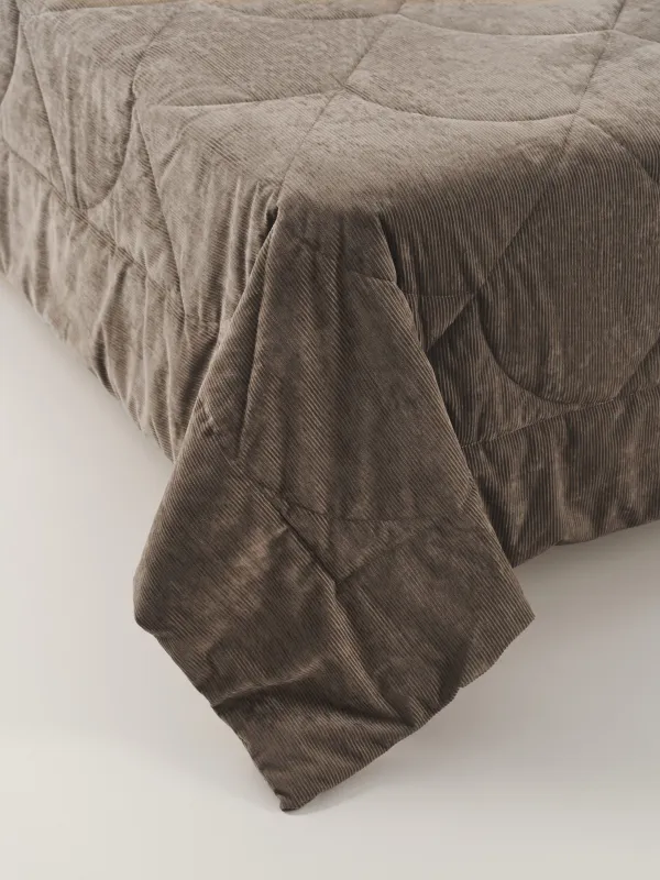 Покрывало, 220х240 см, стеганое вельвет/микрофибра, песочное, Полосы, Stitch velvet, image-5