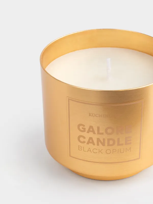 Хош иісті шам, 8х7 см, шам ұстағышта, металл, алтын түстес, Black Opium, Galore candle, image-2