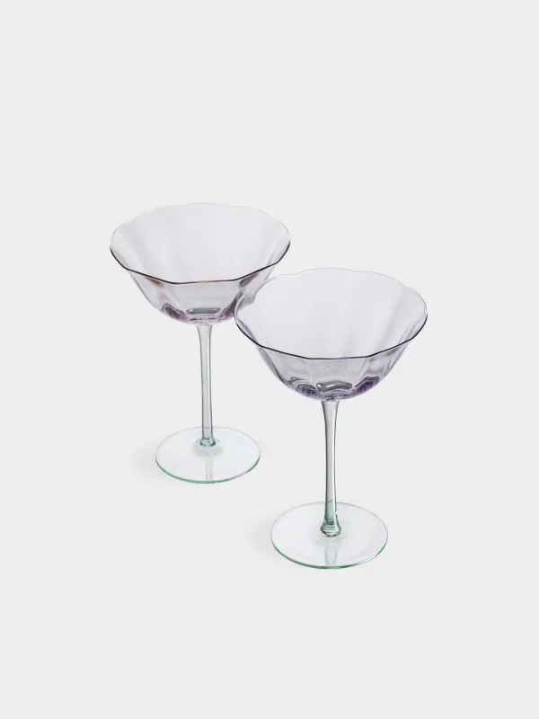 Шампан бокалы, 270 мл, 2 дана, шыны, ашық күлгін және жасыл, Flevertino, image-2