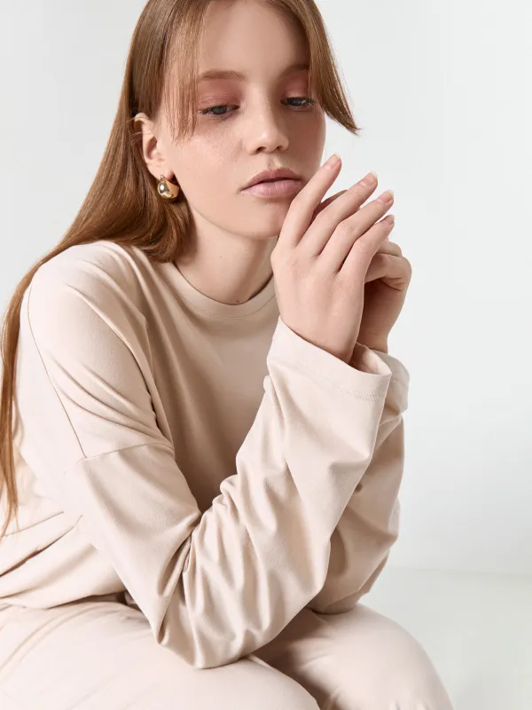 Әйелдерге арналған лонгслив, үйге арналған, өлшемі M, полиэстер/эластан, құм, Vitalina, image-5