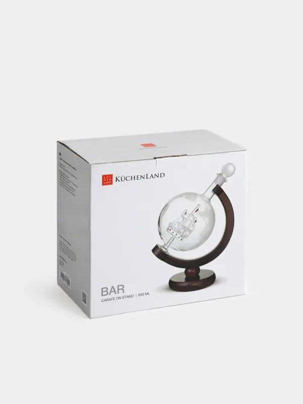 Графин, 650 мл, тұғырығы бар, шыны Б/ағаш, Кемесі бар глобус, Bar, image-10