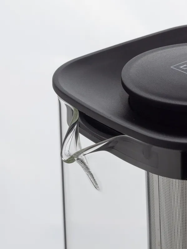 Чайник заварочный, 1 л, стекло Б/пластик, квадратный, черный, Comfort, image-5