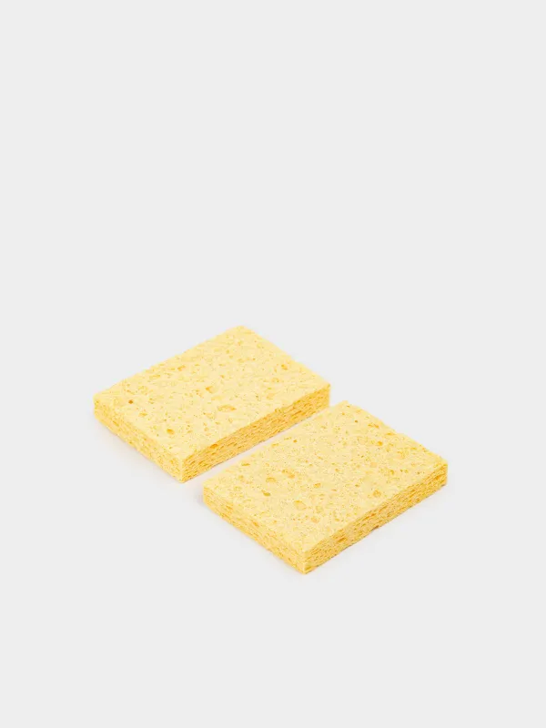 Губка для мытья посуды, 9х6 см, 2 шт, целлюлоза, желтая, Clean, image-1