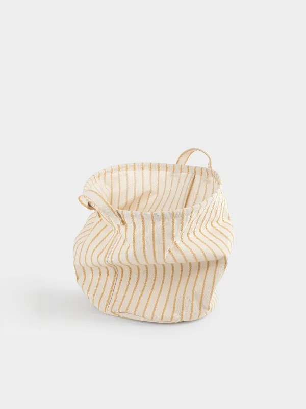 Сумка для хранения белья, 30х35 см, с ручками, полиэстер, круглая, экрю, Полосы, Stripe, image-4