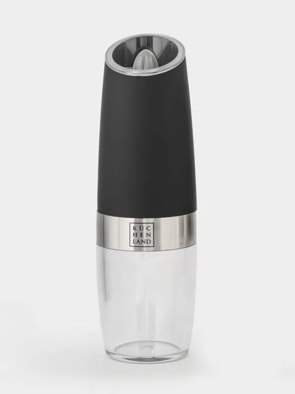 Дәмдеуіш диірмені, 20 см, 2 дана, гравитациялық, пластик/акрил, LED W, қара/ақ, Spicy, image-1