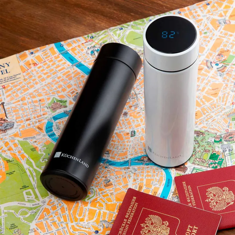 Термос, 500 мл, с термометром, сталь/пластик, черный, Celsius, image-6