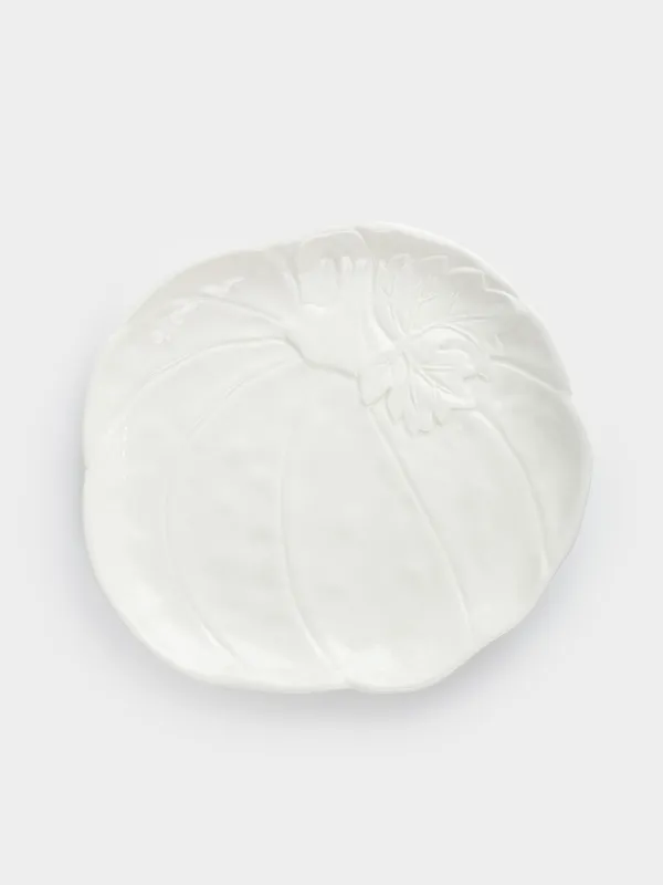 Блюдо, 26 см, керамика, молочное, Тыква с листом, Golden glow, image-0