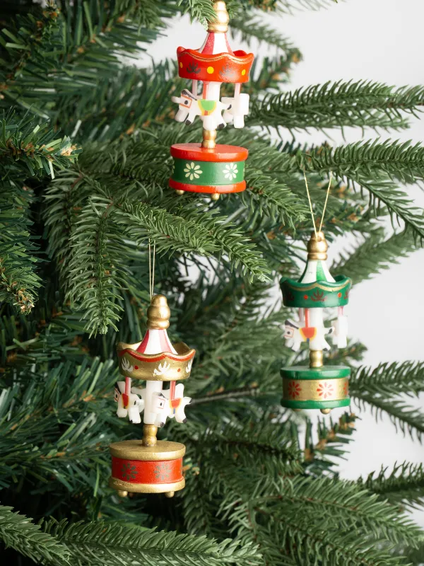 Набор елочных игрушек, 8 см, 3 шт, МДФ, цветной, Карусель с лошадками, Figure christmas, image-4