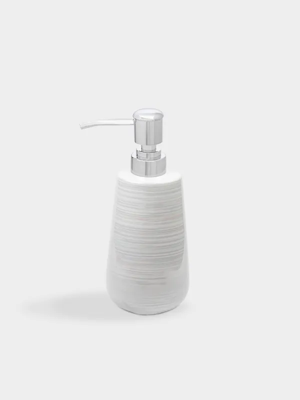 Диспенсер для жидкого мыла, 400 мл, керамика/металл, белый, перламутр, Odyssey, image-0