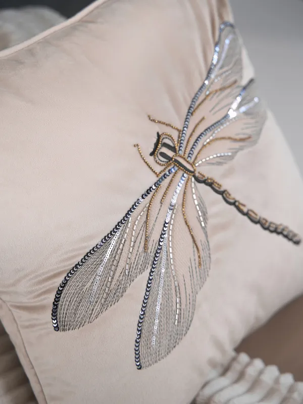 Подушка декоративная, 45х45 см, с бисером, Стрекоза, Dragonfly, image-3