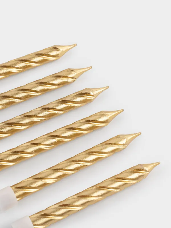 Тортқа арналған шам, 8 см, 6 дана, жіңішке, шампан, Шиыршық, Birthday party, image-4