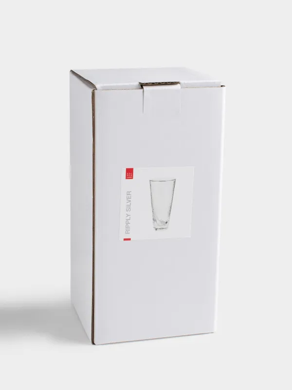Стақан, 17 см, 450 мл, шыны, күміс жиегі бар, Ripply silver, image-3