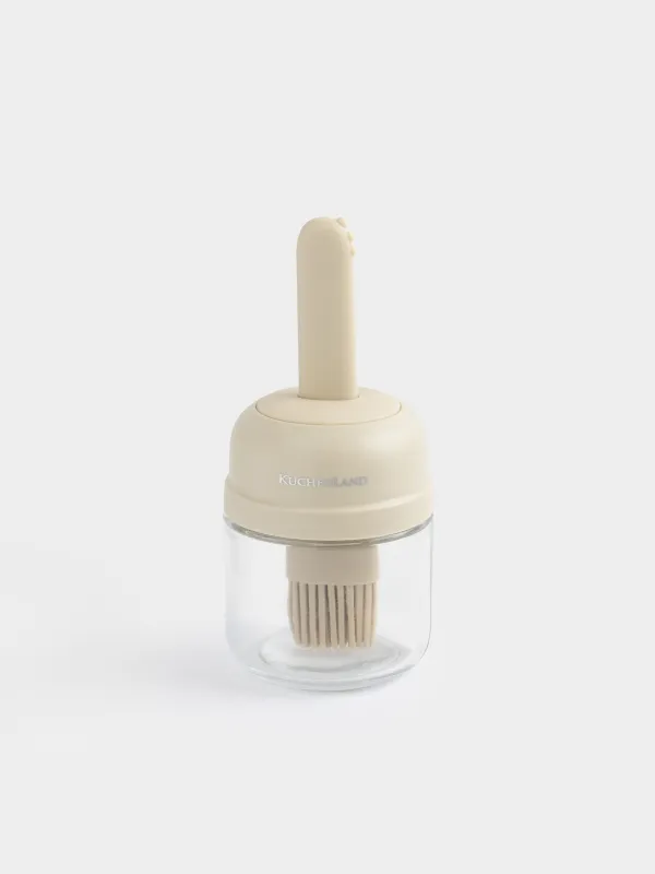 Контейнер для масла, 180 мл, с кисточкой, стекло/силикон, молочный, Milk kitchen, image-0