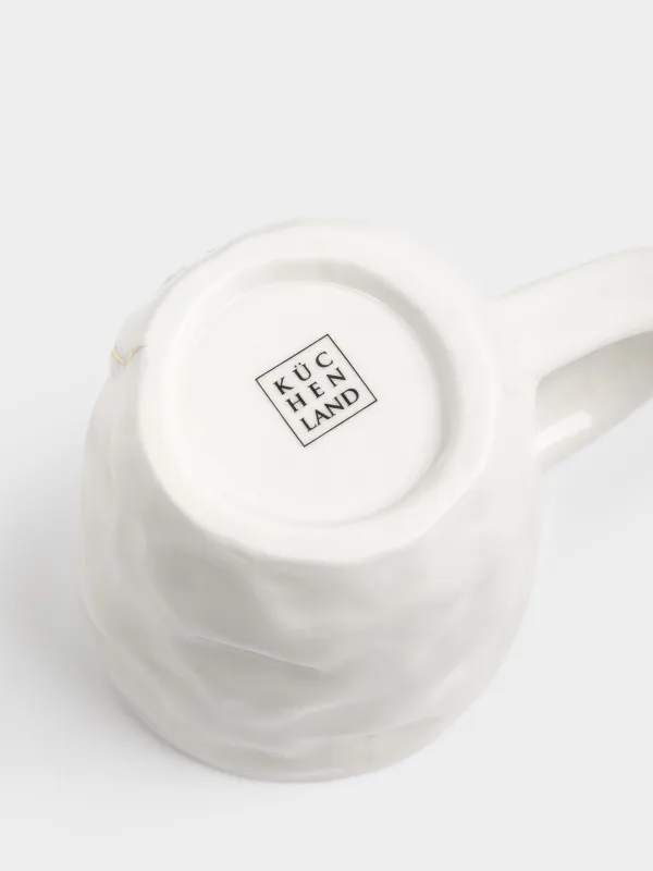 Кружка, 370 мл, фарфор P, молочно-золотистая, Мятый эффект, Crumple, image-4